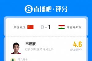 红牌告别赛场，韦世豪表现低迷，全场得分5.9垫底，吧友评分仅4.6